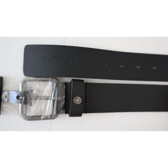 True Religion TR302059 Mens Sz 38 Black Terry Rivet Leather Belt w/Roller Buckle - Picture 7 of 9
